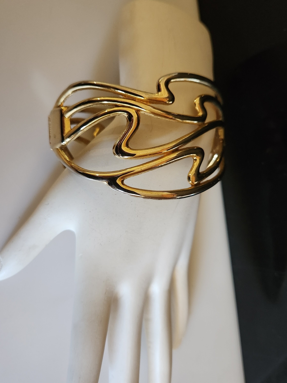 Gold Openwork Wave Cuff Bracelet - Women Jewelry